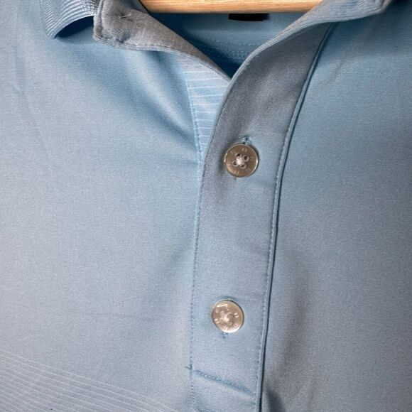 Foot Joy Shirt Mens Large Blue Polo Short Sleeve Striped Golf Performance - Picture 9 of 10